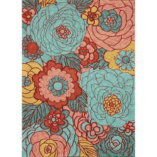 Nuloom Hand hooked Floral Indoor / Outdoor Synthetics Multi Rug (7 6 X 9 6)