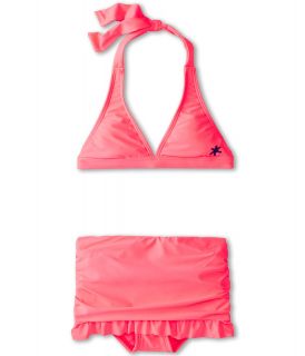 Splendid Littles Solid Halter Top and Skirted Pant Girls Swimwear Sets (Pink)