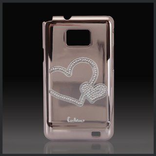Designer Hearts on Mirror Silver "Cristalina Xcellence" bling rhinestone case cover for Samsung Galaxy S 2 II i9100 Cell Phones & Accessories