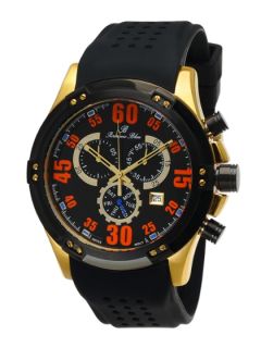 Mens Cancun Gold & Black Silicone Chronograph Round Watch by Porsamo Bleu