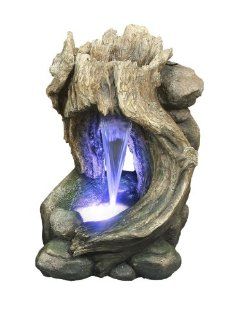 Hi Line Gift Tree Trunk Waterfall with LED Lite TableTop Fountain  Tabletop Garden Fountains  Patio, Lawn & Garden