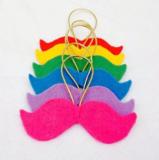 seven rainbow moustache christmas decorations by the house of jam and weasel
