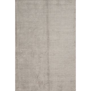 Hand loomed Solid pattern Gray/ Black Wool/ Art Silk Rug (5 X 8)