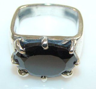 Black Onyx Women's Silver Ring Size 7 11.20g (color black, dim. 1/4, 1/2 1/4 inch). Black Onyx Crafted in 925 Sterling Silver only ONE ring available   ring entirely handmade by the most gifted artisans   one of a kind world wide item   FREE GIFT BO