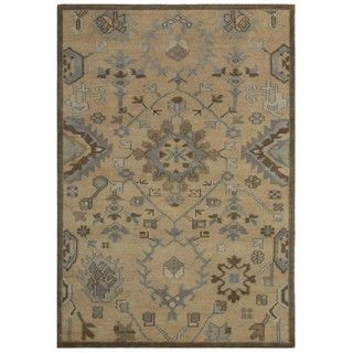 Hand knotted Gold Oriental Pattern Wool Rug (5 X 8)