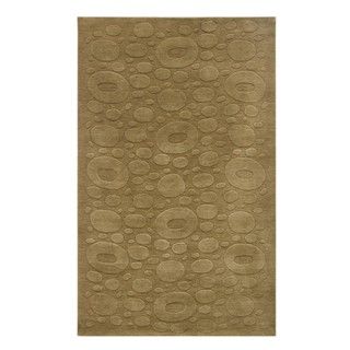 Handloomed Gold Abstract Pattern Wool Rug (5x8)