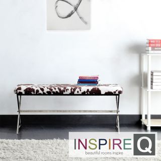 Inspire Q Southport Cowhide Print 40 inch Metal Bench