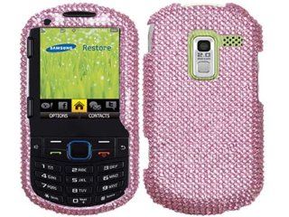 Pink Bling Rhinestone Faceplate Diamond Crystal Hard Skin Case Cover for Samsung Restore SPH M570 Cell Phones & Accessories