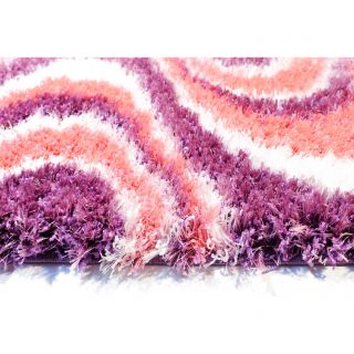 Chic Luxurious Soft Shag Purple/ Pink Waves Runner Rug (18 X 610)