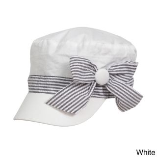 Magid Magid Cotton Canvas Cadet Hat With Striped Bow White Size One Size Fits Most