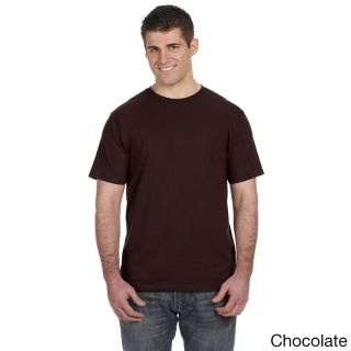 Anvil Mens Ringspun Solid Color Short Sleeve Cotton T shirt Brown Size XXL