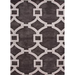 Hand tufted Contemporary Geometric Gray/ Black Circle Accent Rug (2 X 3)