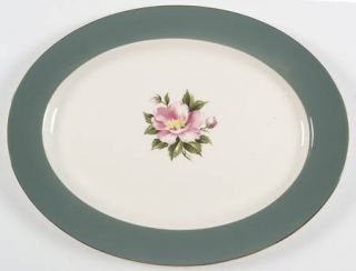 Homer Laughlin  Empire Green 16 Oval Serving Platter, Fine China Dinnerware   G