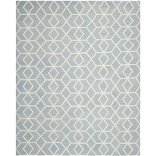 Contemporary Safavieh Handwoven Moroccan Dhurrie Blue/ Ivory Wool Rug (9 X 12)