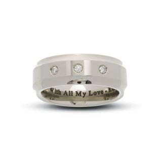 Ladies Polished Titanium Engraved Band (40 Characters) with Diamond