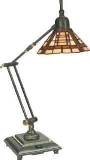 Quoizel TF582KZ Ansel Adjustable Tiffany 19 Inch Task Table Lamp, Medici Bronze    