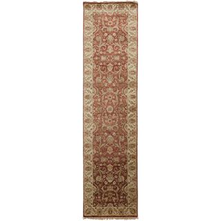 Hand knotted Cairbre Brown New Zealand Hard Twist Wool Traditional Oriental Rug (26 X 10)