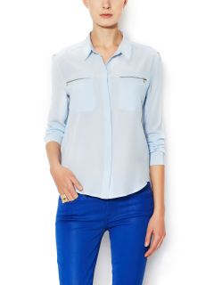 Silk Zipper Pocket Blouse by 7 for All Mankind