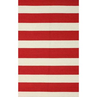 Nuloom Handmade Modern Stripes Red Wool Rug (5 X 8)