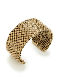 Gold & Crystal Mesh Cuff Bracelet by Leslie Danzis