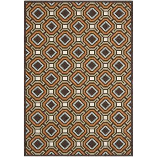 Geometric Safavieh Indoor/outdoor Piled Veranda Chocolate/terracotta Rug (53 X 77)