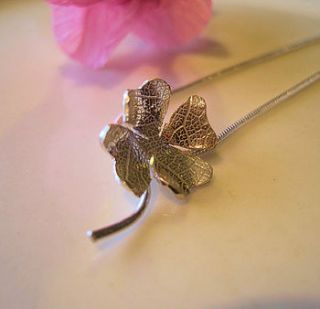 silver four leaf clover pendant by bijou gifts