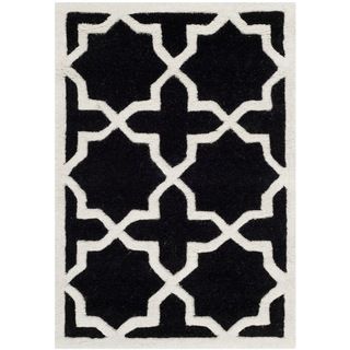 Modern Handmade Moroccan Black Wool Rug (2 X 3)