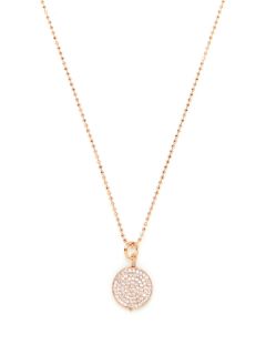 Rose Gold & Pave CZ Disc Pendant Necklace by Mary Louise Designs