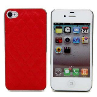 Morton Hot Luxury Designer Quilted Leather Chrome Case Cover Skin IPHONE 4 4S  red Cell Phones & Accessories