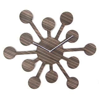 18 inch Espresso Brown Wood Asteroid Clock