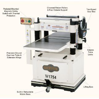 SHOP FOX W1754 20 Inch Planer with Built In Mobile Base   Power Planers  