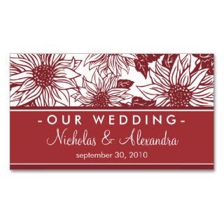 Cranberry Sunflowers Wedding Website Card Business Card Template