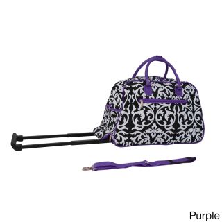 World Traveler Damask 21 inch Carry on Rolling Duffle Travel Bag