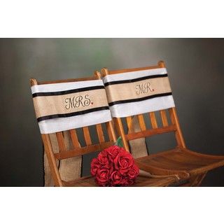 Hortense B. Hewitt Mr. And Mrs. Burlap Chair Sash