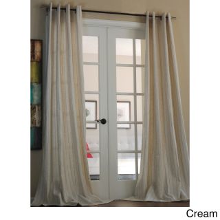Sahara Cream Pinstripe Linen Blend 96 inch Curtain Panel