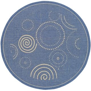 Safavieh Indoor/outdoor Courtyard Blue/natural Geometric Pattern Rug (710 Round)