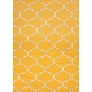 Handmade Flat weave Geometric pattern Yellow Area Rug (5 X 8)