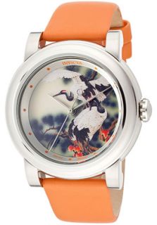 Invicta 12131  Watches,Womens Angel Bird Image Dial Orange Genuine Leather, Casual Invicta Quartz Watches