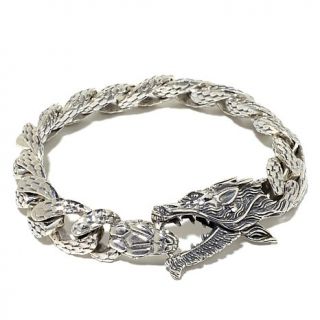 Bali Designs by Robert Manse Men's Dragon and Snake Textured Sterling Silver 8 