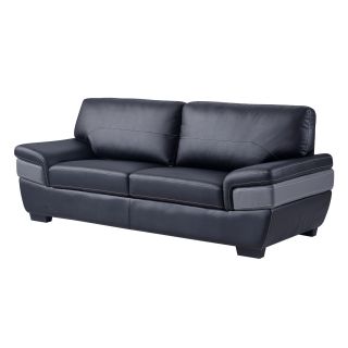 Natalie Black/ Dark Grey Bonded Leather Sofa