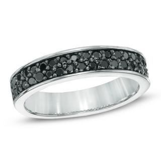CT. T.W. Enhanced Black Diamond Double Row Band in Sterling Silver