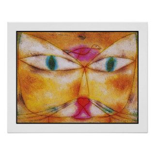 Cat and Bird   Abstract Art Poster Print