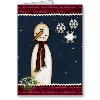 Primitive Snowman Christmas Greeting Card