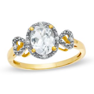 Oval White Topaz and Diamond Accent Ring in 10K Gold   Zales