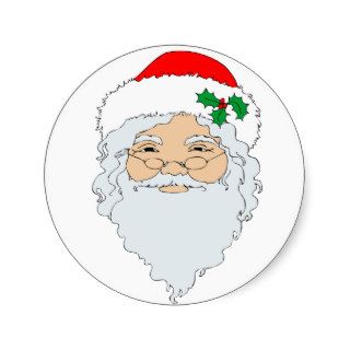Old Fashioned Santa Claus Face Round Sticker