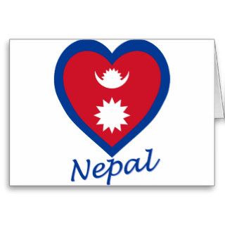 Nepal Flag Heart Cards