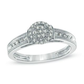 CT. T.W. Diamond Cluster Promise Ring in 10K White Gold   Size 7