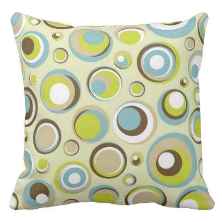 1970’s Retro Circle Pattern Couch Throw Pillow
