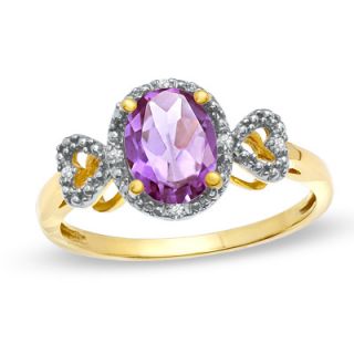 Oval Lab Created Alexandrite and Diamond Accent Ring in 10K Gold