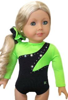 JAZZ GYMNASTICS DANCE LEOTARD SET Neon Lime Green & Black   Fits American Girl 18 inch Doll   Doll Clothes Lot Toys & Games